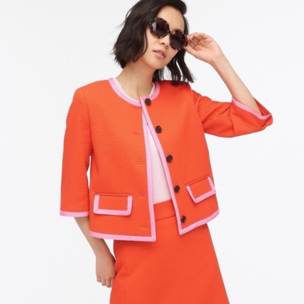 NWT J Crew Orange and Pink Colorblock Cropped Jacket
